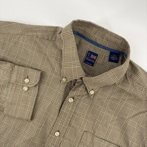T.HARRIS, LONDON, Men's XXL Tan Plaid Button‎ Down Long Sleeve Shirt